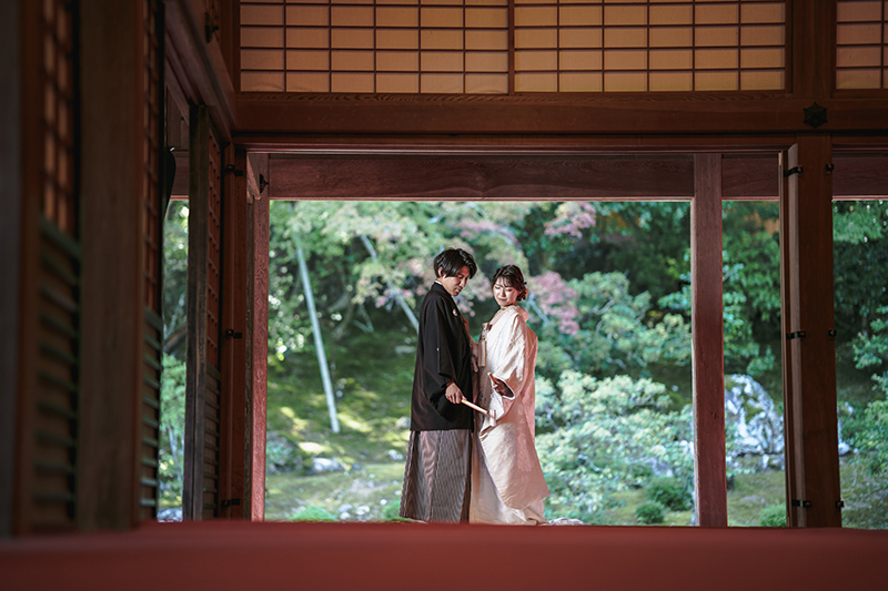 高知 竹林寺庭園で結婚写真 