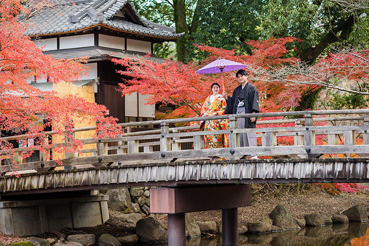 奈良で紅葉のフォトウェディング